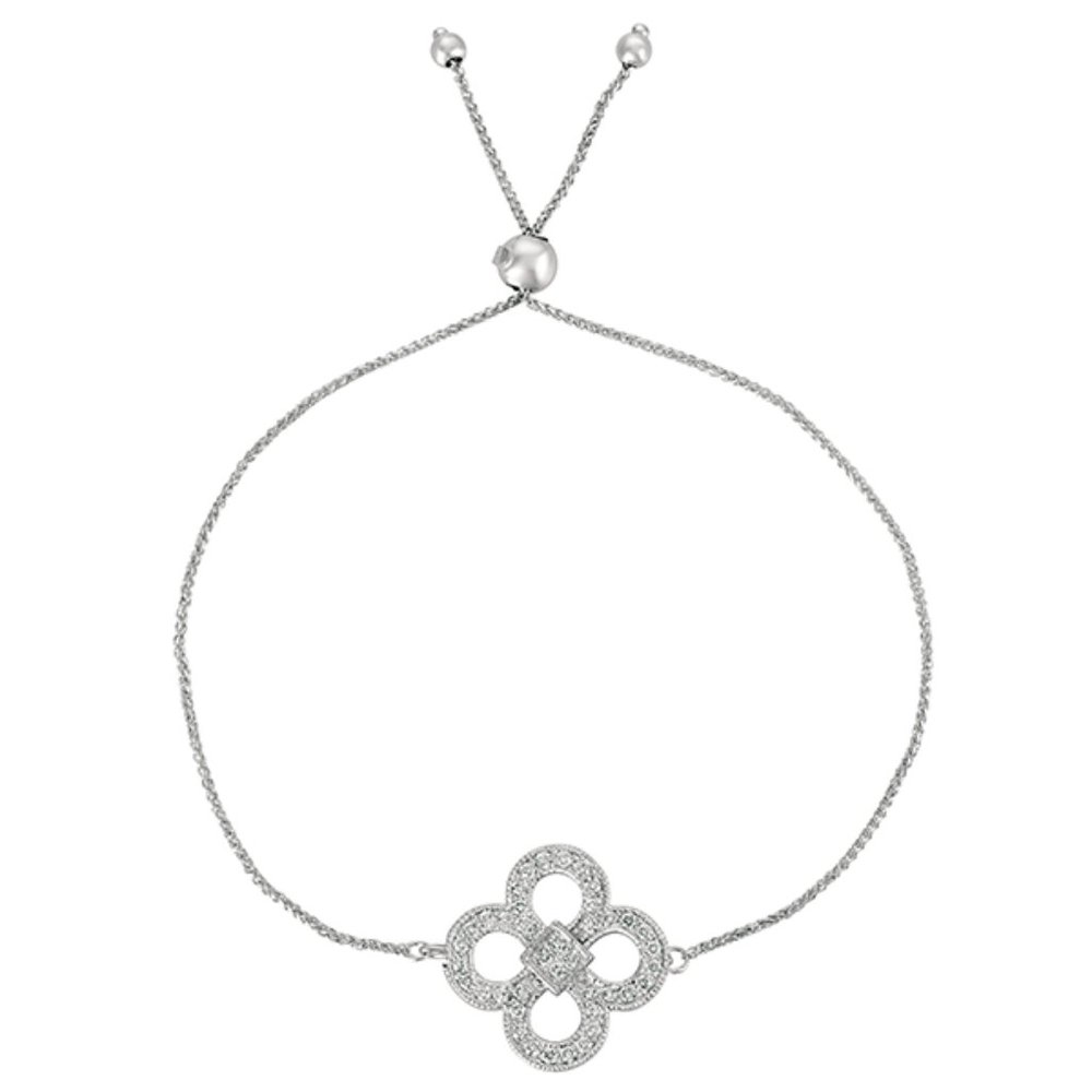 0.37 Carat Bolo Diamond Clover Bracelet 14K White